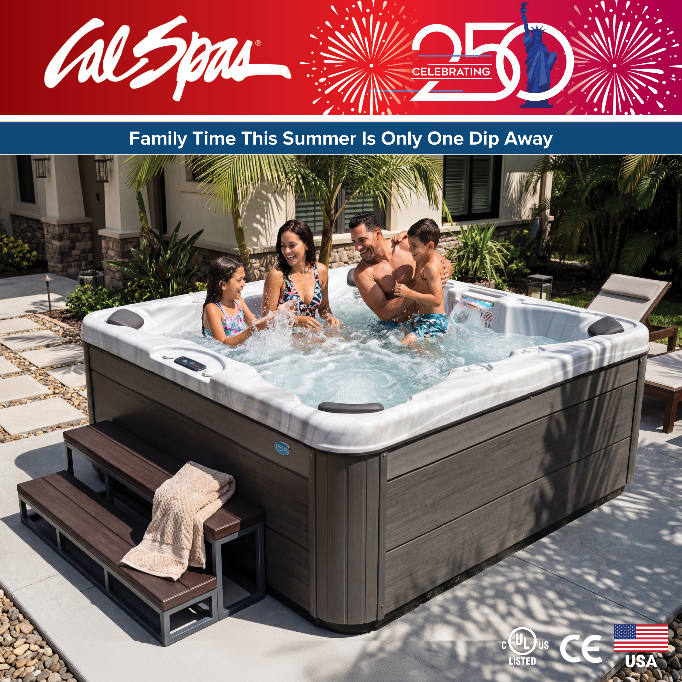Calspas hot tub being used in a family setting - Nice